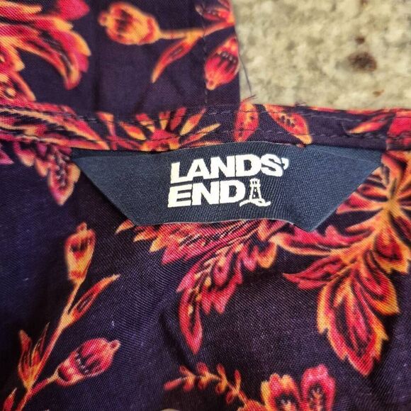 Lands' End Women's Purple/Navy/Red Modal Floral V-Neck Drawstring Swim Cover Up - Picture 11 of 15